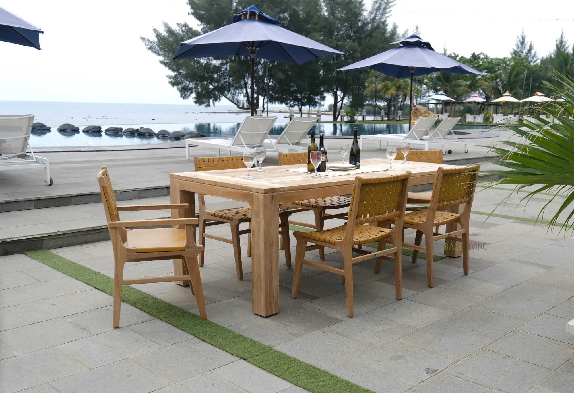 Teak deep seating for outdoor living
